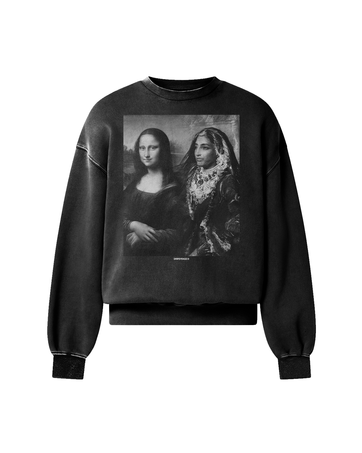 MAHARANI X MONA LISA OVERSIZED FADED SWEATSHIRT BLACK