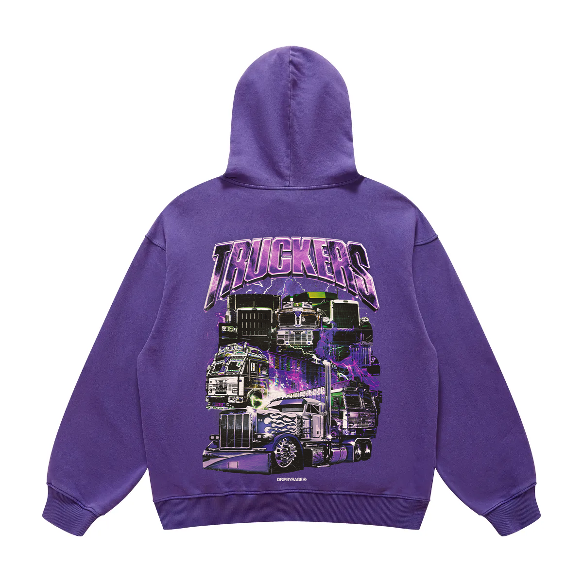 TRUCKERS PURPLE OVERSIZED FADED HOODIE HAZE
