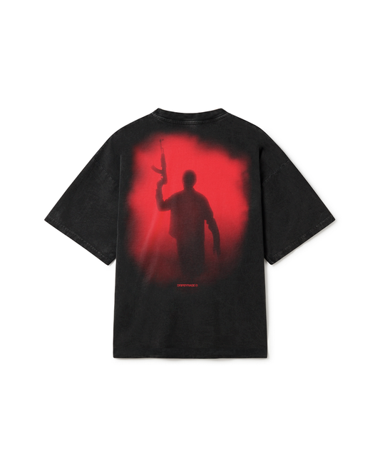 47 RED EDITION OVERSIZED FADED T-SHIRT BLACK