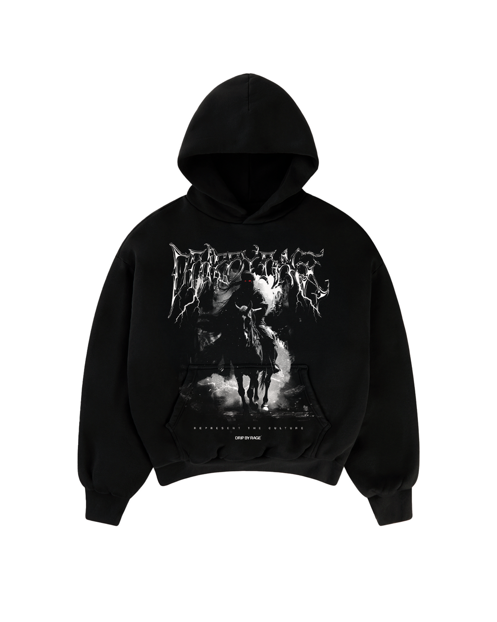 DARK FLAME BIG PRINT BOXY HOODIE