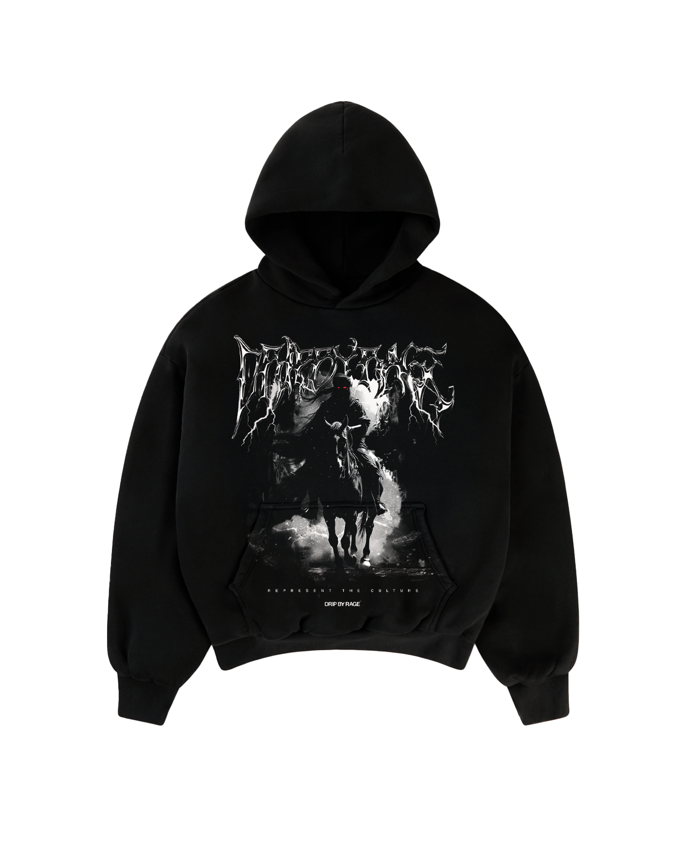 DARK FLAME BIG PRINT BOXY HOODIE