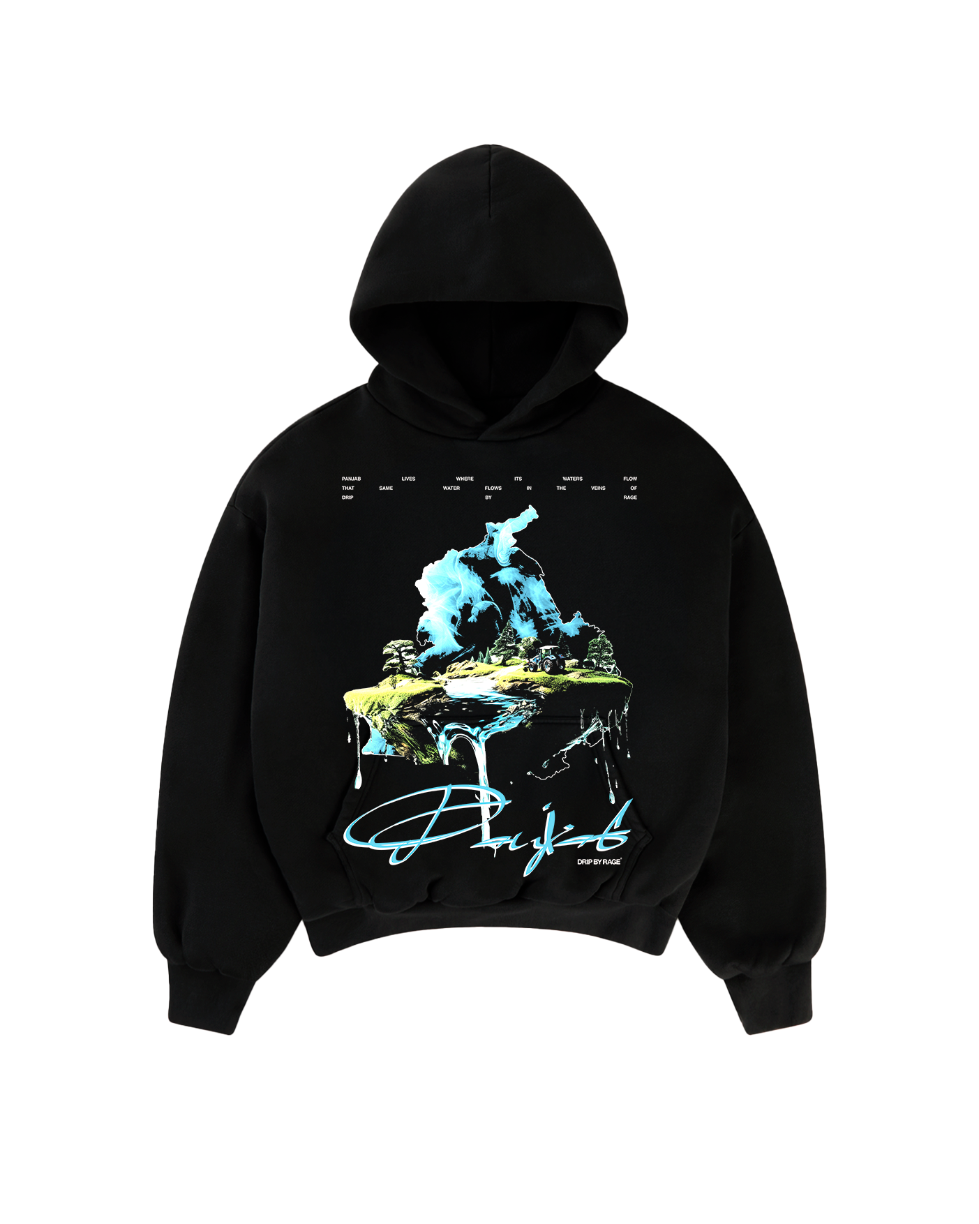 WATER OF PANJAB BIG PRINT BOXY HOODIE