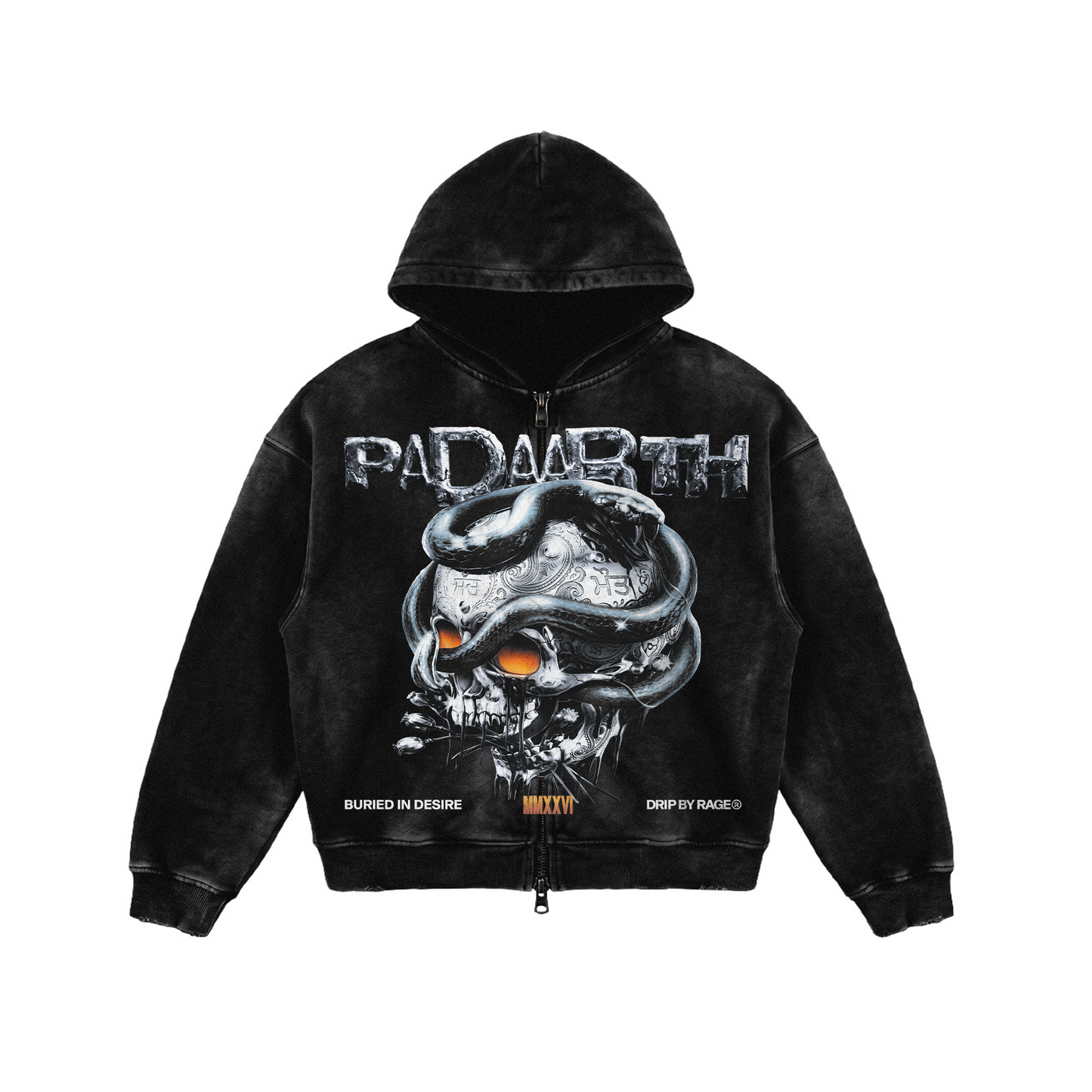BLACK HEAVEN FADED ZIP-UP HOODIE