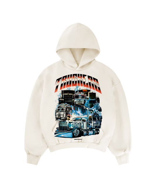 TRUCKERS BIG PRINT BOXY HOODIE