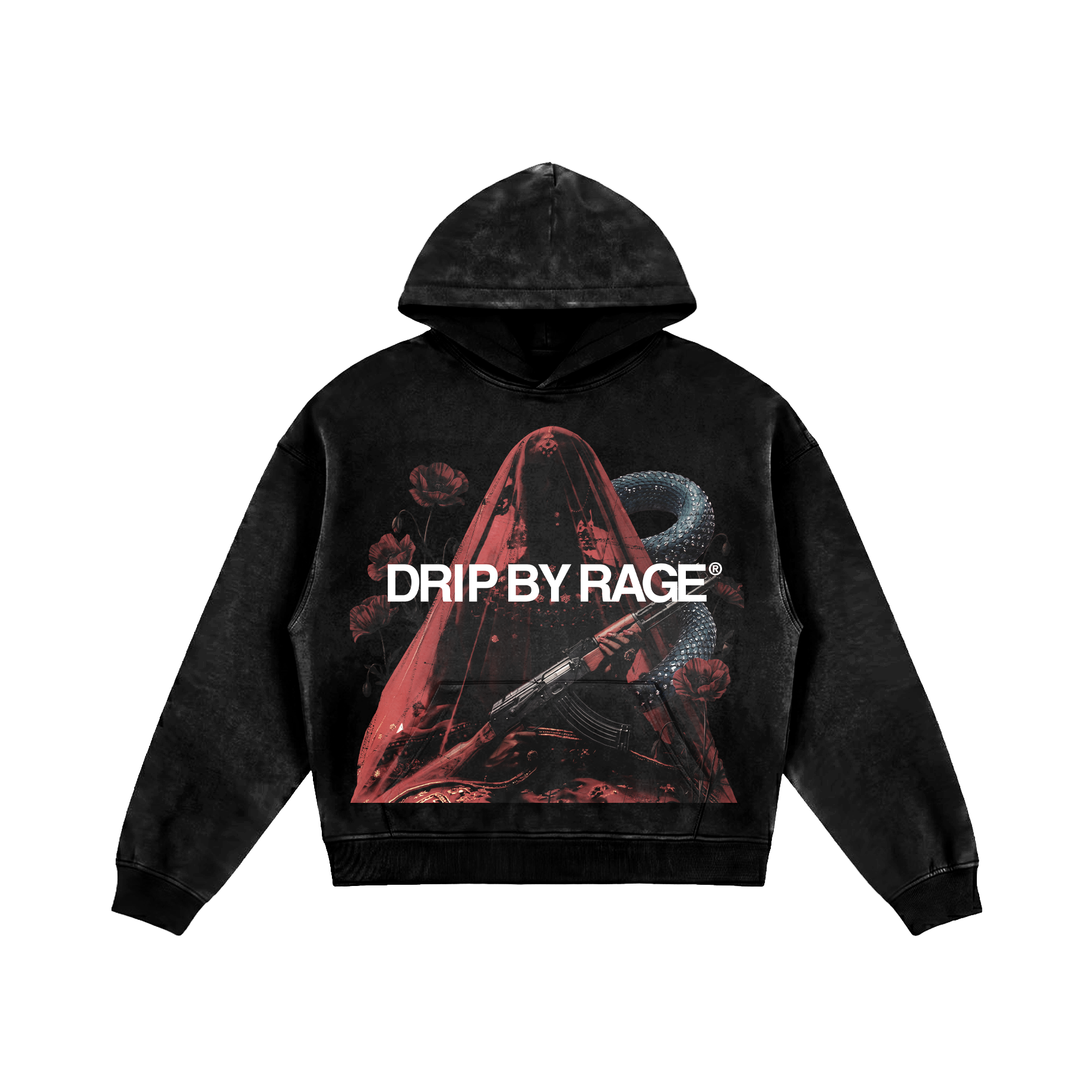 RED QUEEN OVERSIZED FADED HOODIE