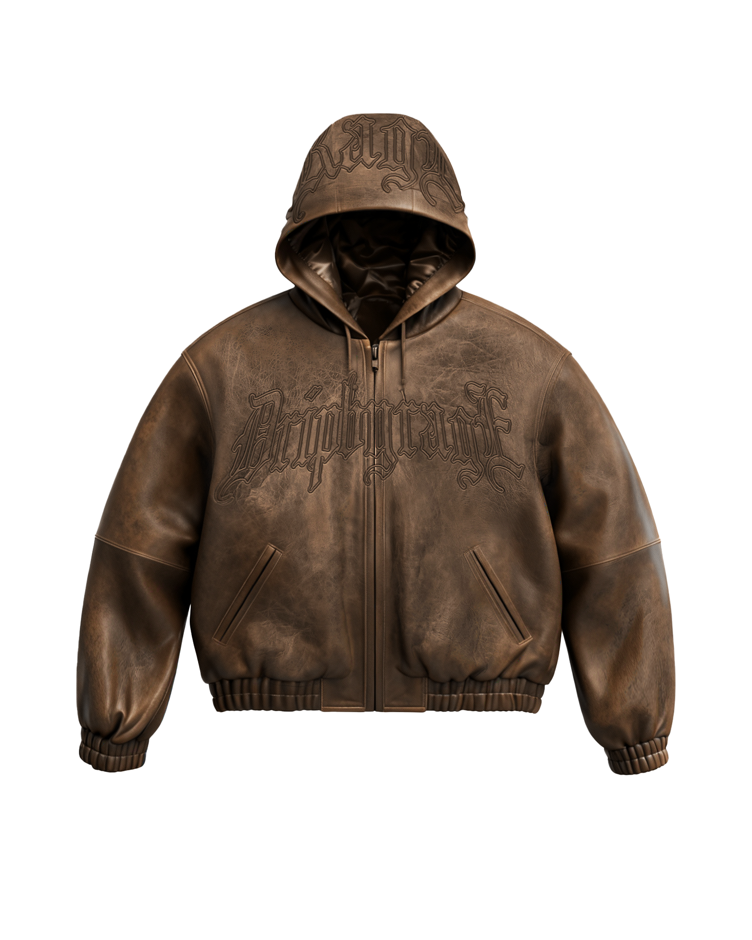 Mocha Washed Leather Hoodie Jacket