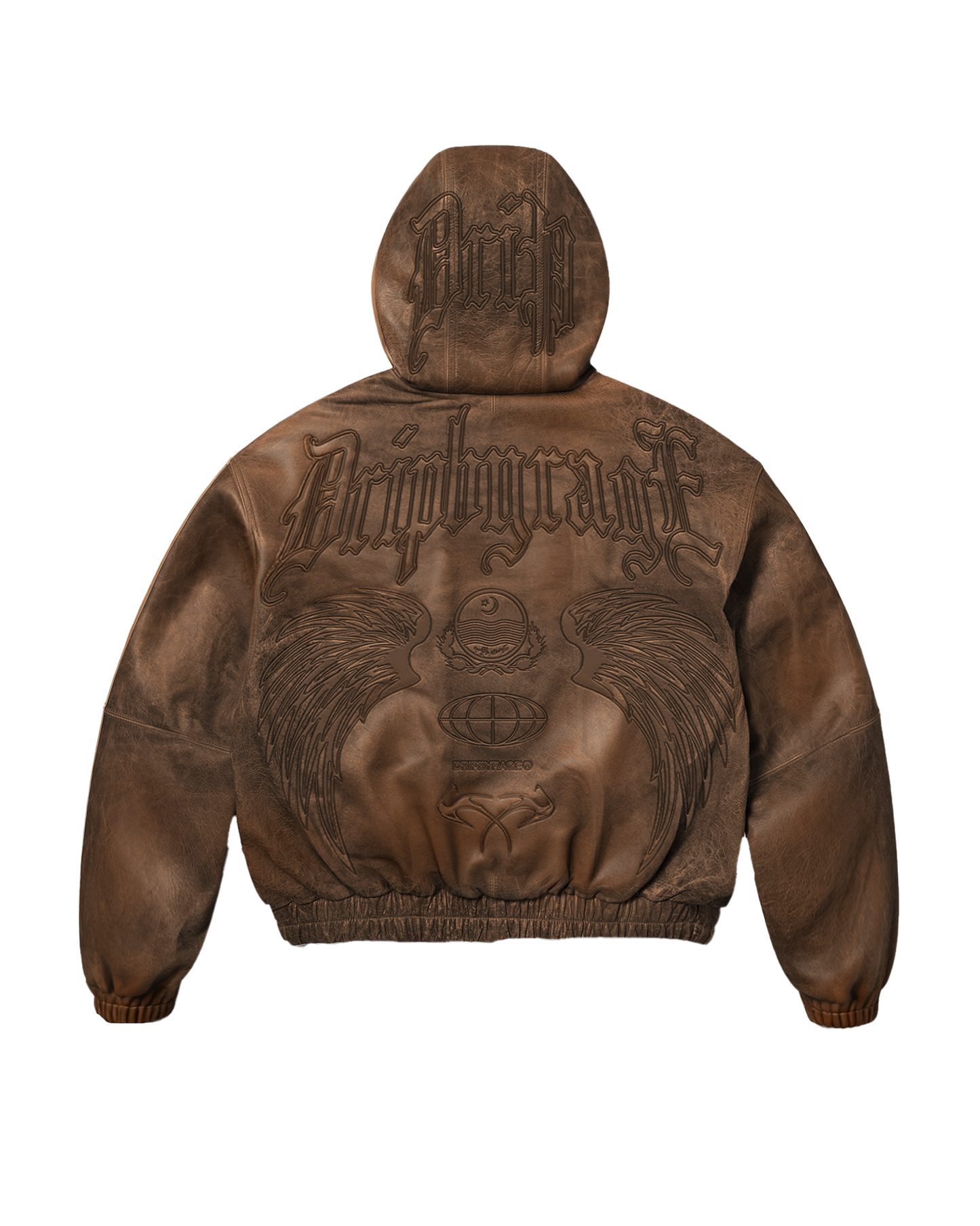 Mocha Washed Leather Hoodie Jacket
