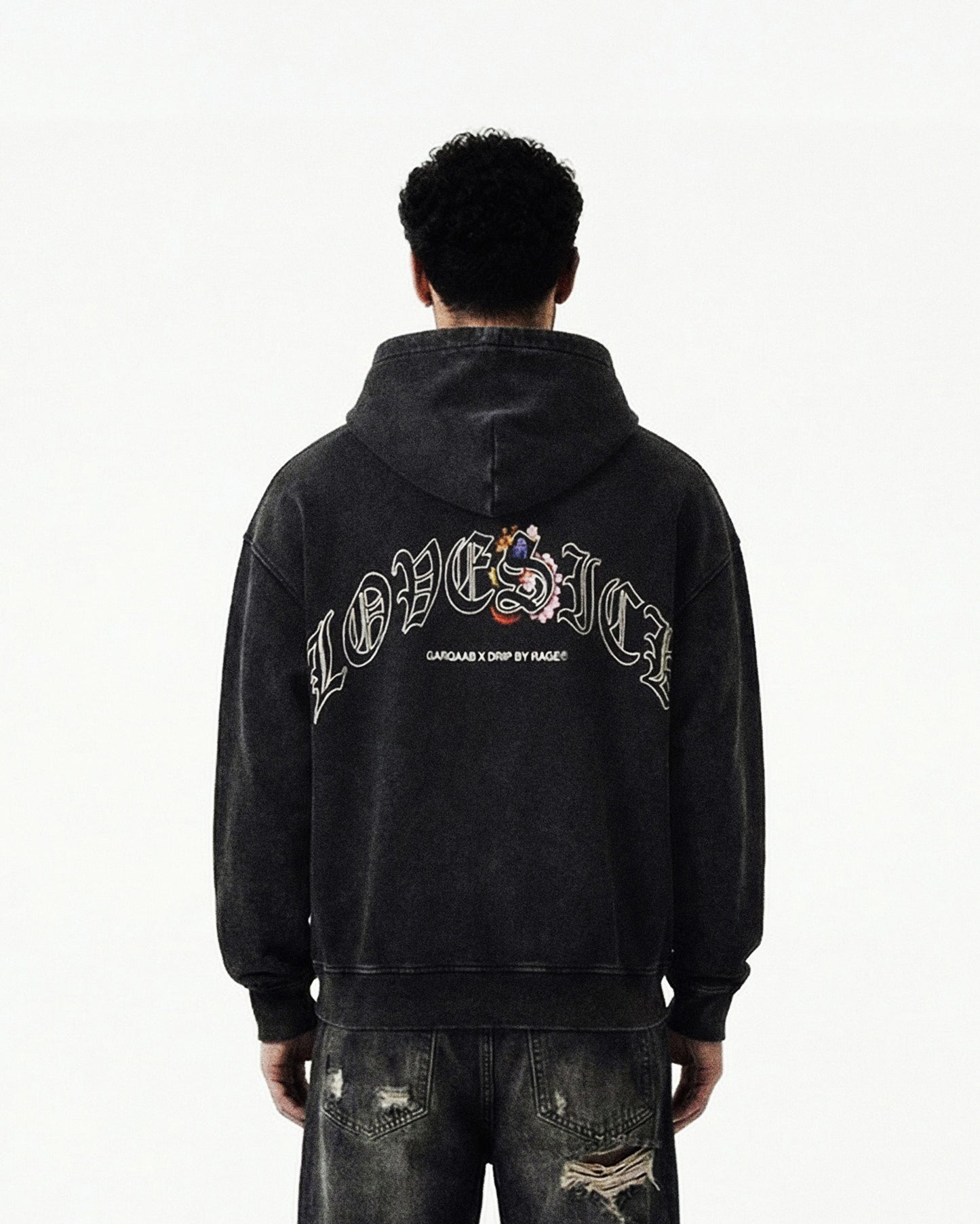 LOVESICK ZIP-UP FADED HOODIE