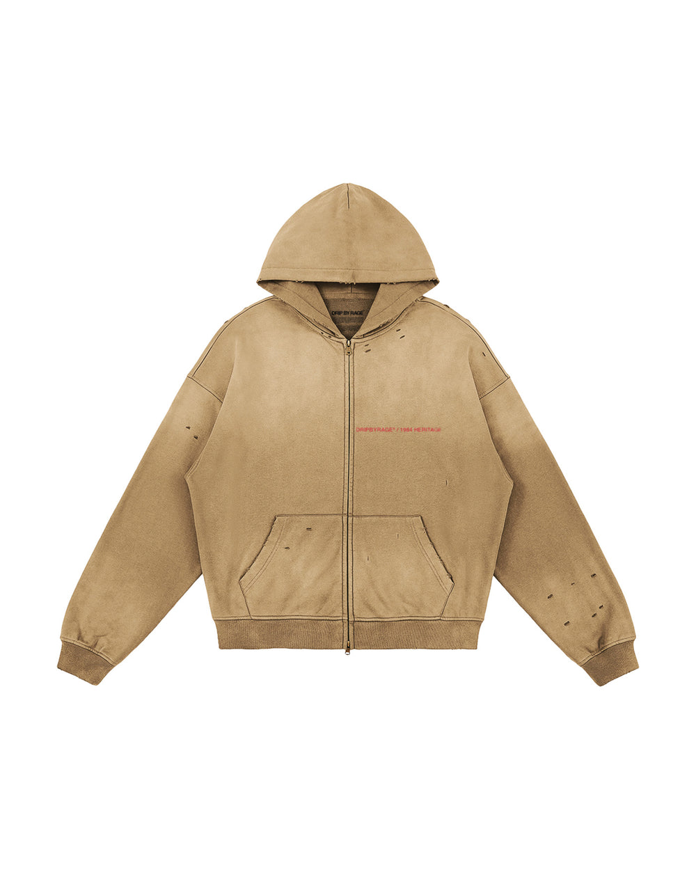 HERITAGE DISTRESSED SUN FADED ZIP UP HOODIE