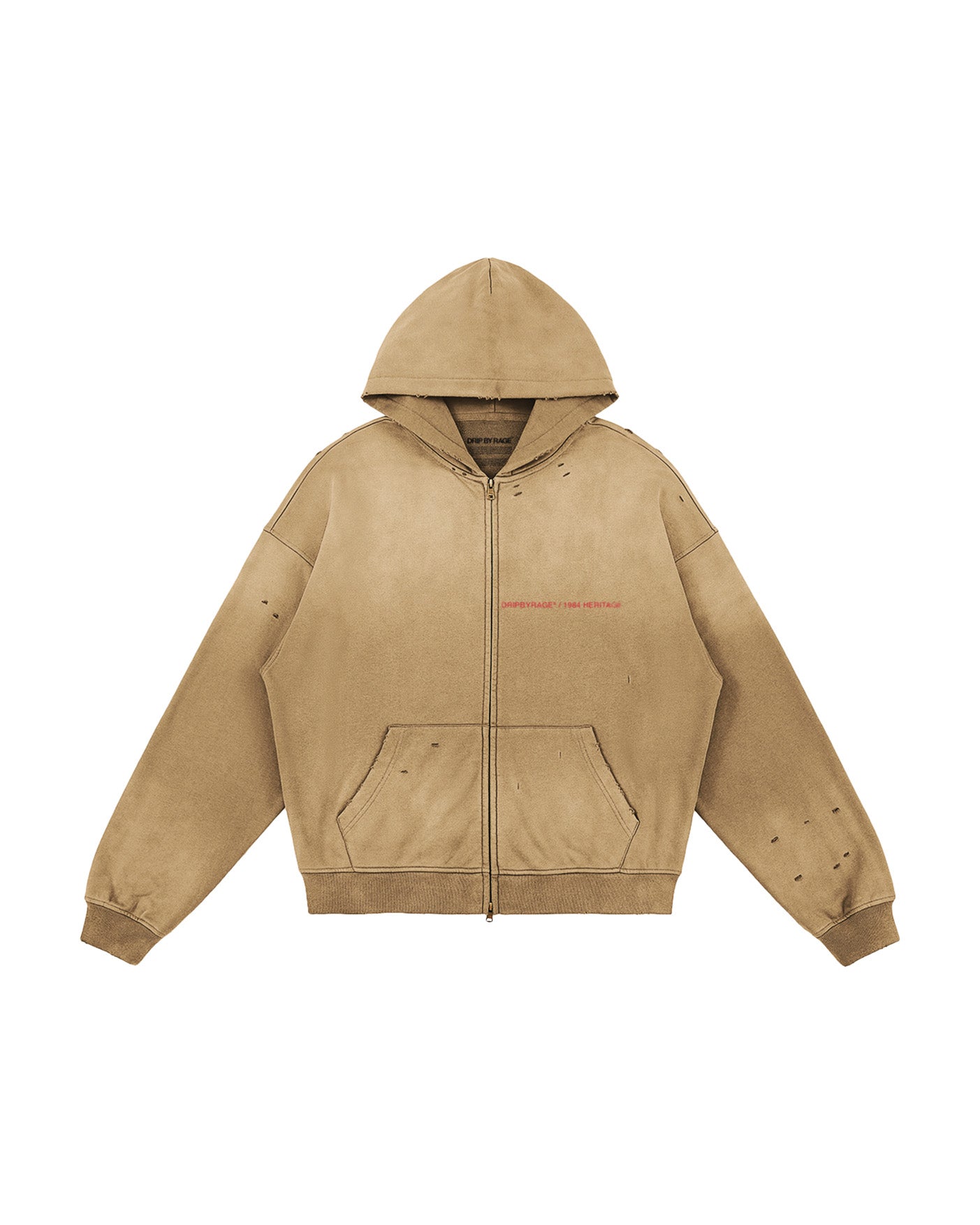HERITAGE DISTRESSED SUN FADED ZIP UP HOODIE