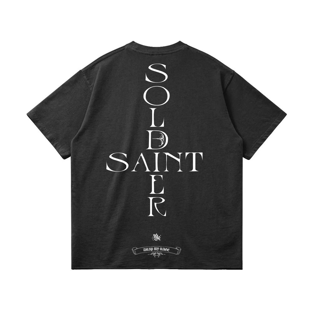 SAINT SOLDIER OVERSIZED FADED T-SHIRT BLACK