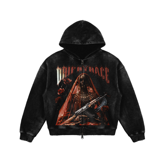 RED QUEEN NEVER FOLD FADED ZIP-UP