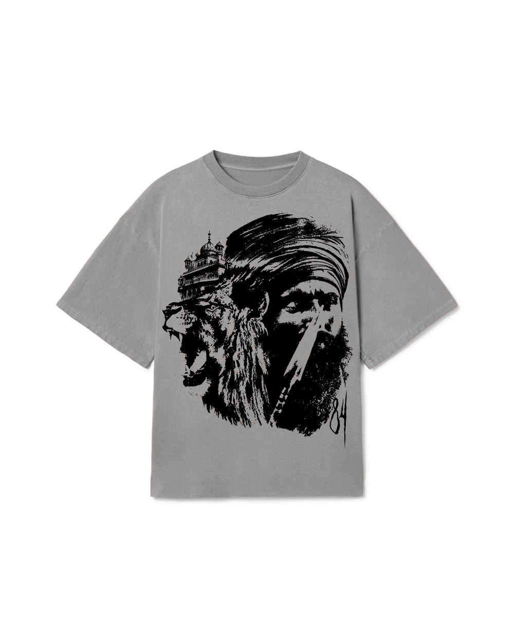 LION OF 84 OVERSIZED T-SHIRT FADED GREY