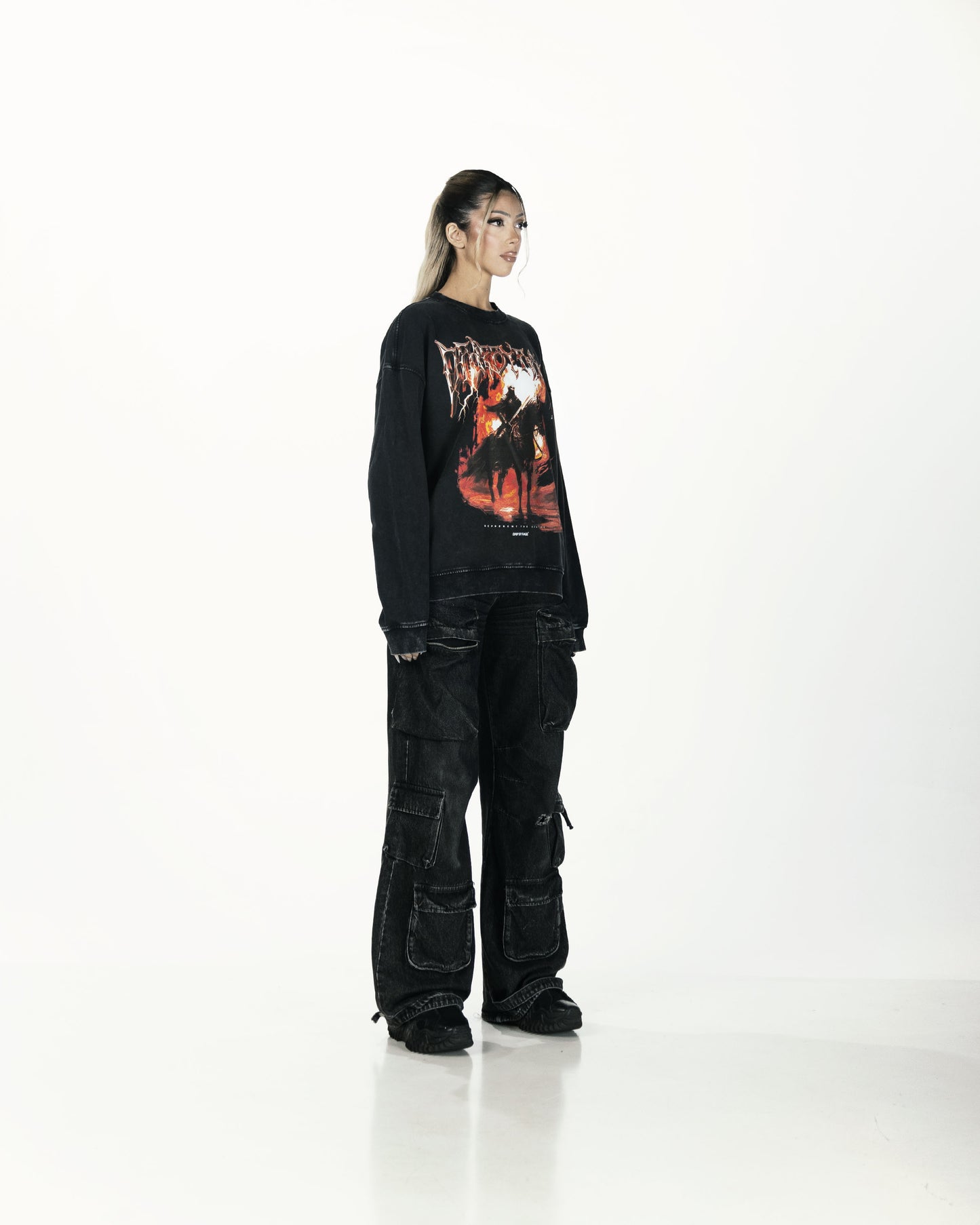 ETERNAL FLAME OVERSIZED FADED SWEATSHIRT