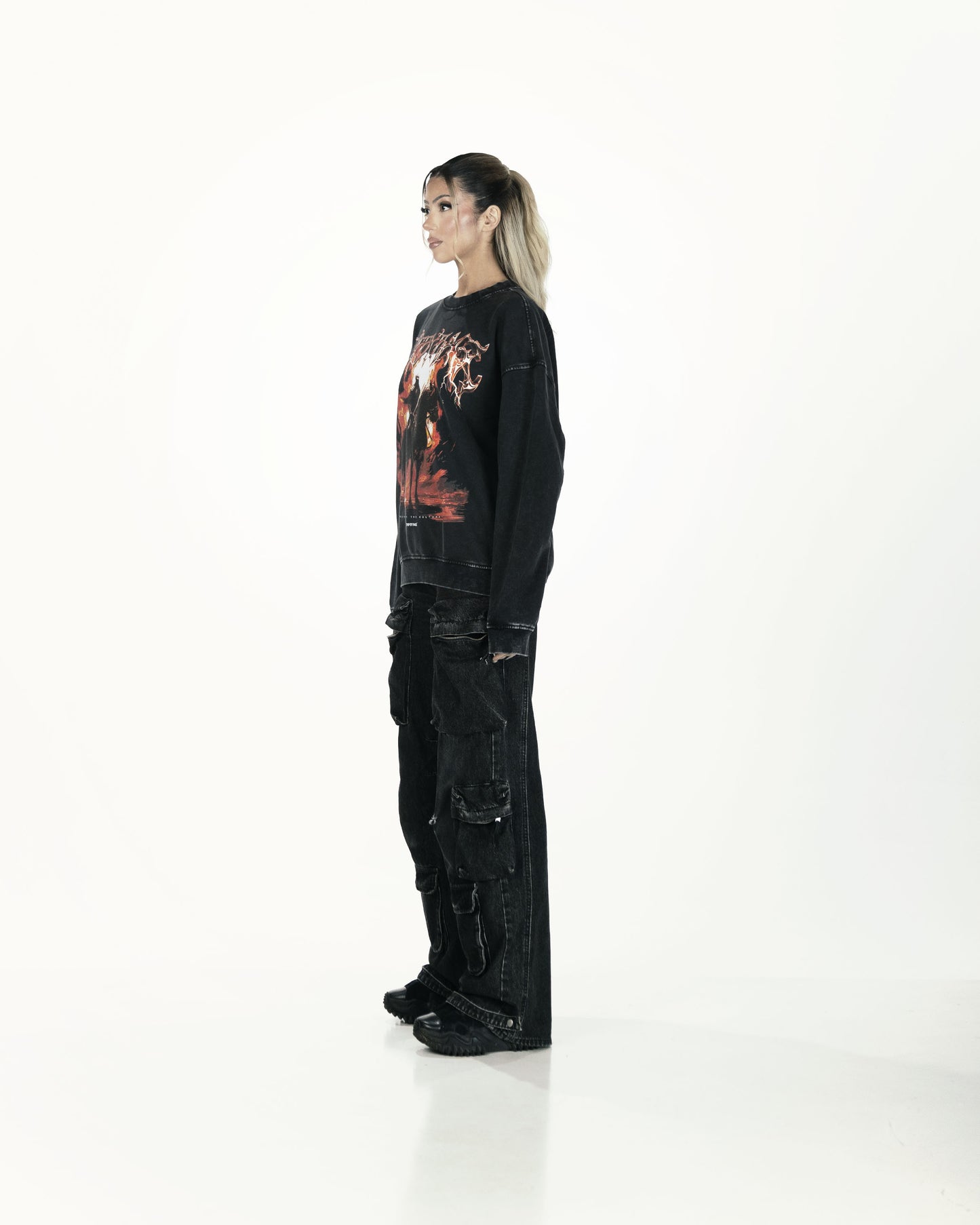 ETERNAL FLAME OVERSIZED FADED SWEATSHIRT