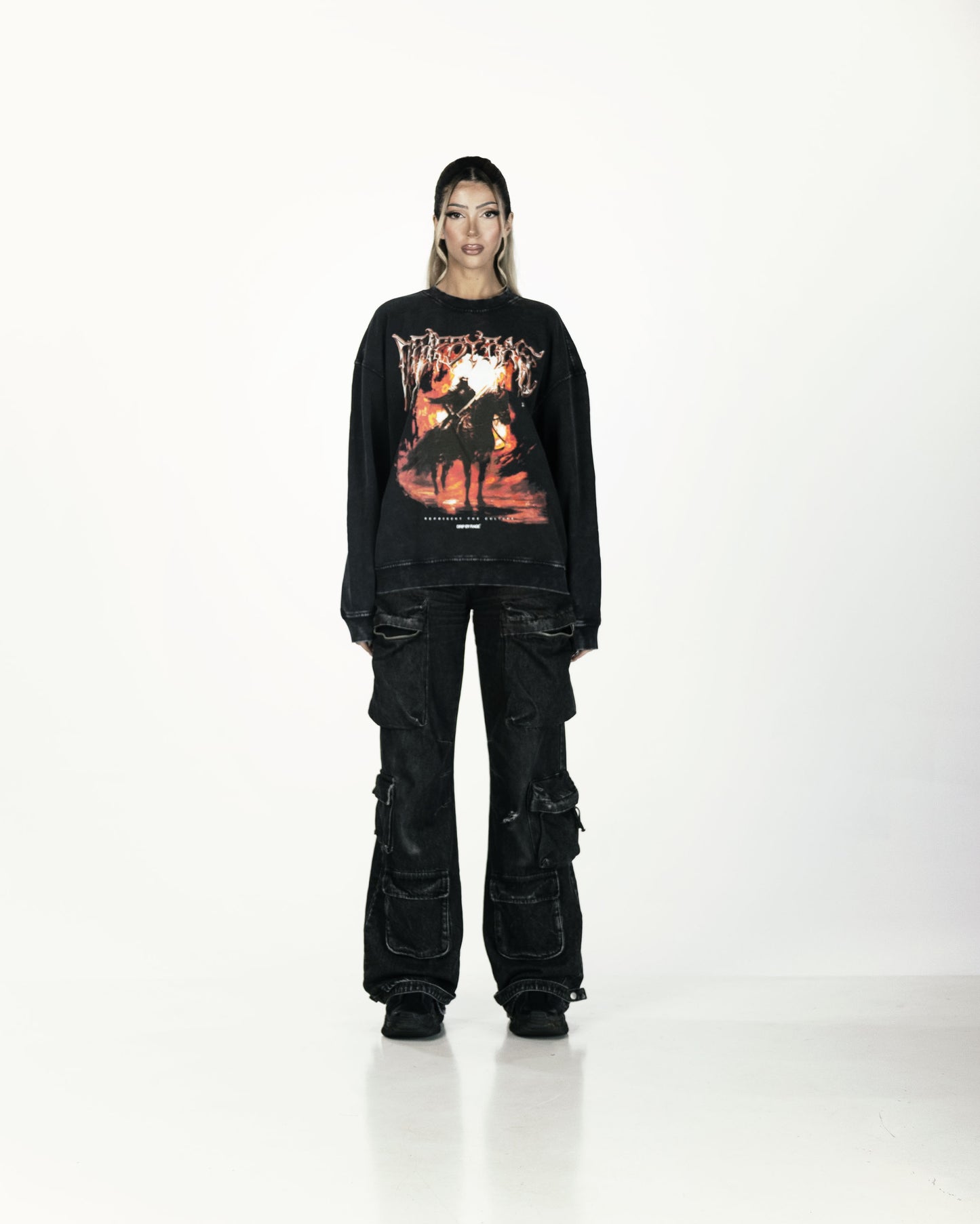 ETERNAL FLAME OVERSIZED FADED SWEATSHIRT