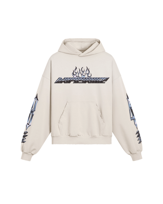 CHROME OF 84 DRIP BOXY DISTRESSED HOODIE