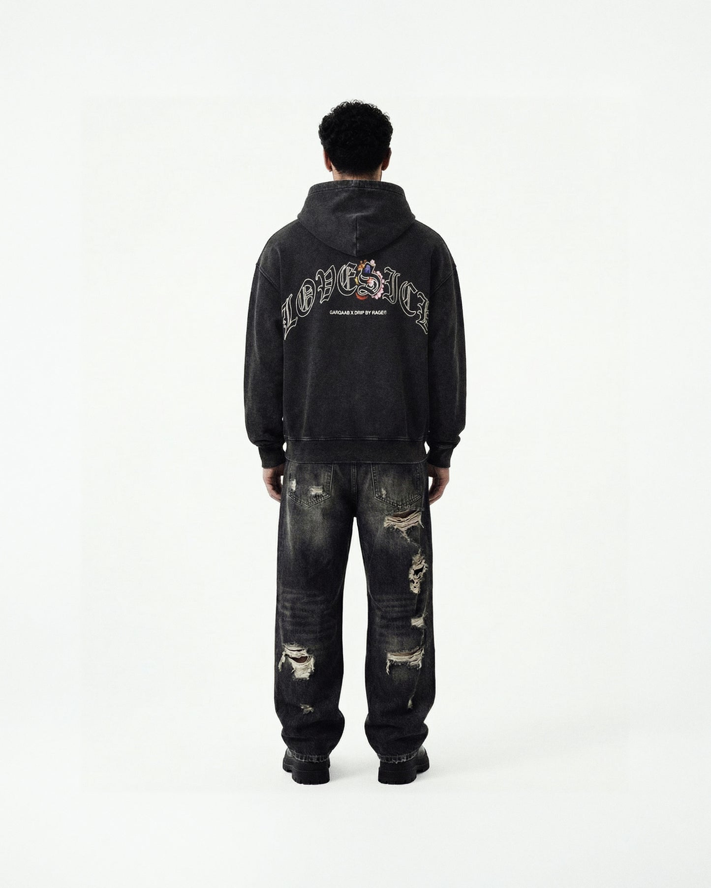 LOVESICK ZIP-UP FADED HOODIE