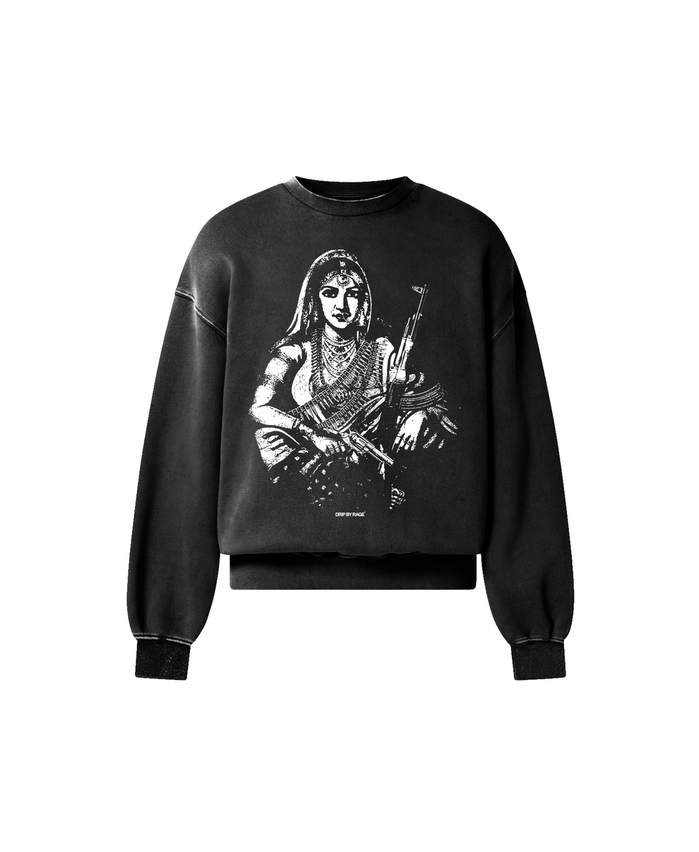 GANGSTER QUEEN II OVERSIZED FADED SWEATSHIRT