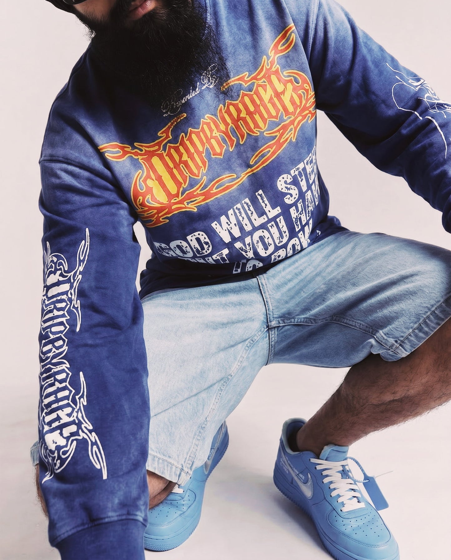 DOUBLE PRAYER FADED WASHED LONG SLEEVE T-SHIRT