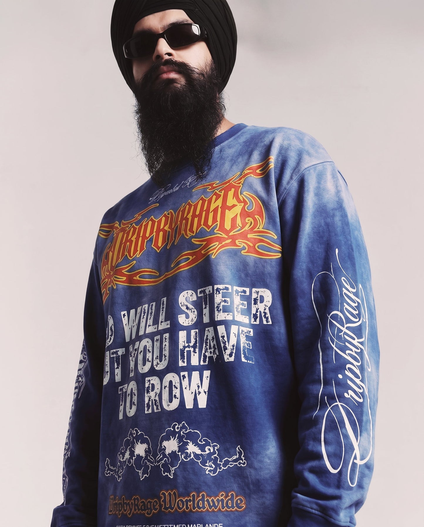 DOUBLE PRAYER FADED WASHED LONG SLEEVE T-SHIRT