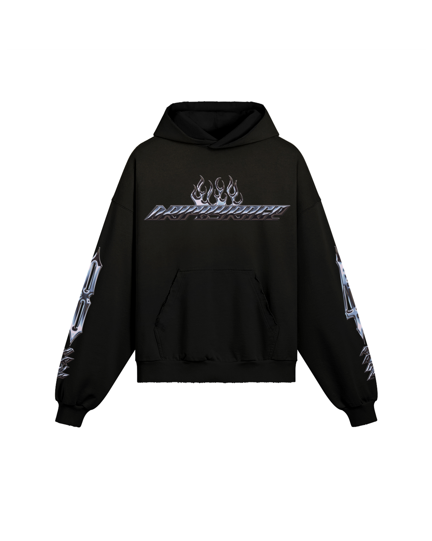 CHROME OF 84 DRIP BOXY DISTRESSED HOODIE