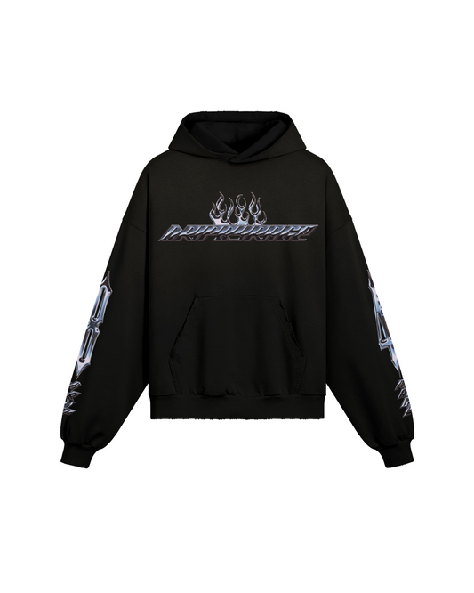 CHROME OF 84 DRIP BOXY DISTRESSED HOODIE