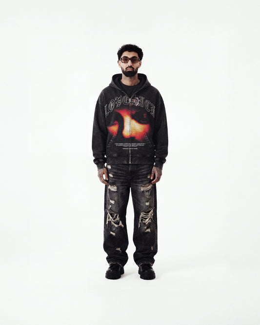 LOVESICK ZIP-UP FADED HOODIE