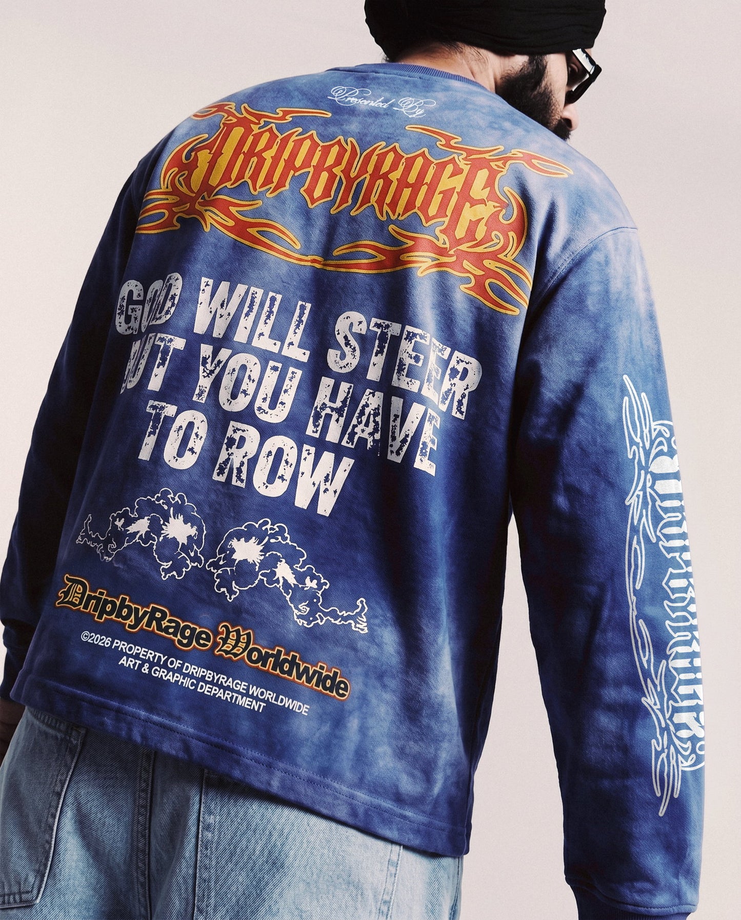 DOUBLE PRAYER FADED WASHED LONG SLEEVE T-SHIRT