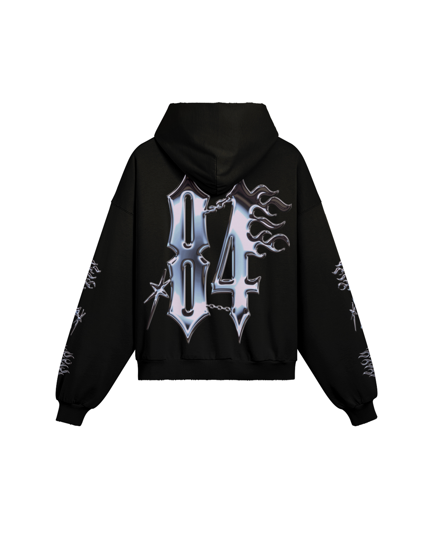 CHROME OF 84 DRIP BOXY DISTRESSED HOODIE