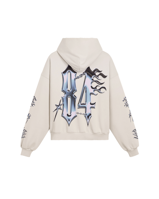 CHROME OF 84 DRIP BOXY DISTRESSED HOODIE