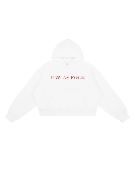 RAW AF BOXY HOODIE WHITE