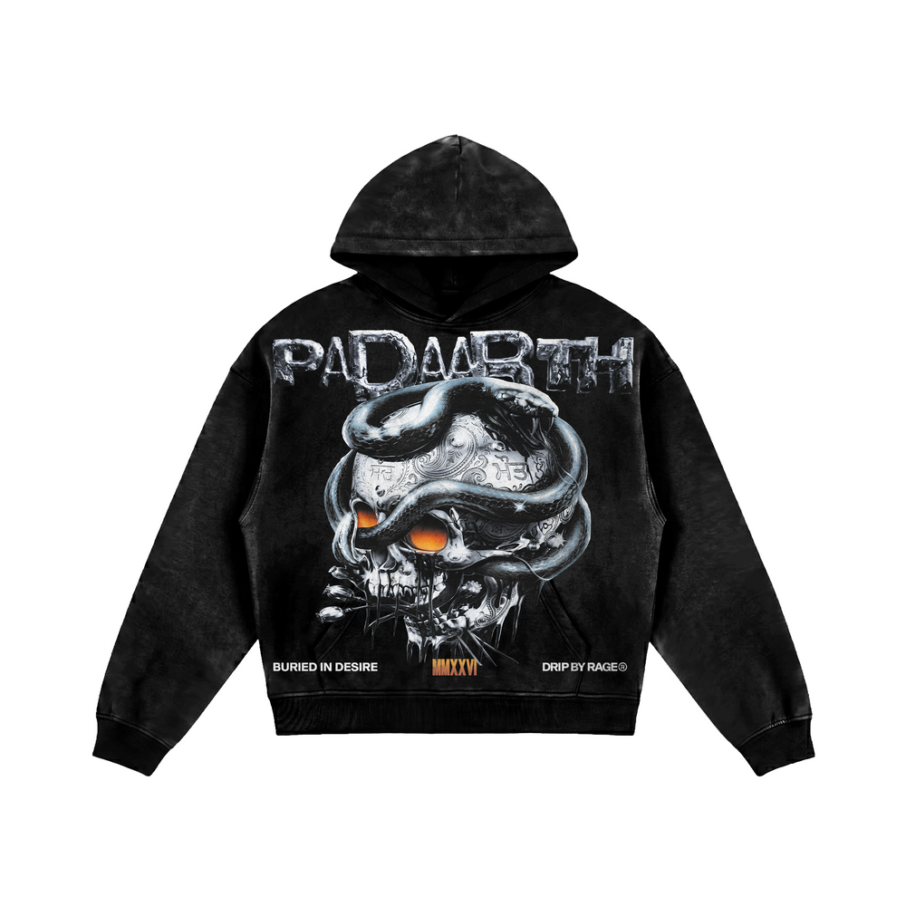 BLACK HEAVEN OVERSIZED FADED HOODIE