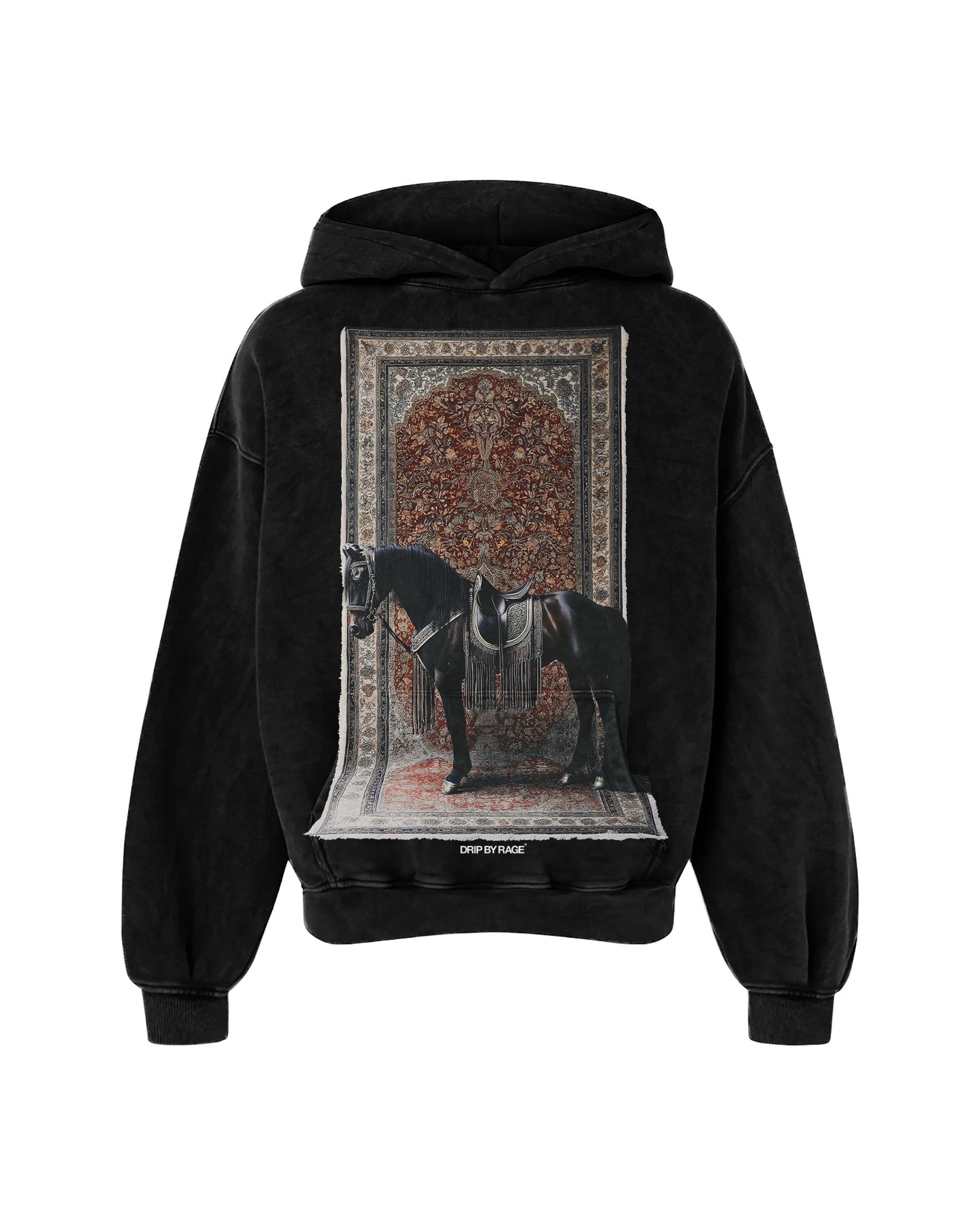 ROYALTY BIG PRINT OVERSIZED FADED HOODIE