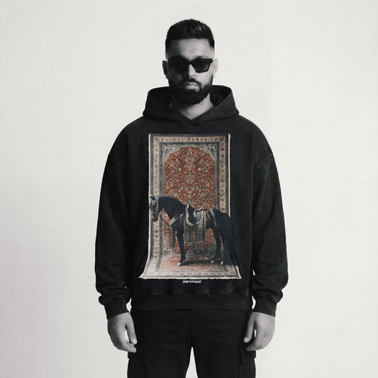 ROYALTY BIG PRINT OVERSIZED FADED HOODIE