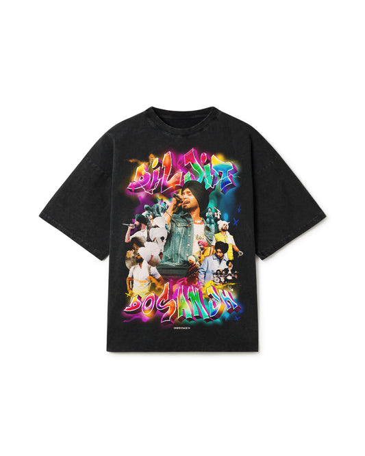 DILJIT FOREVER OVERSIZED FADED T-SHIRT BLACK