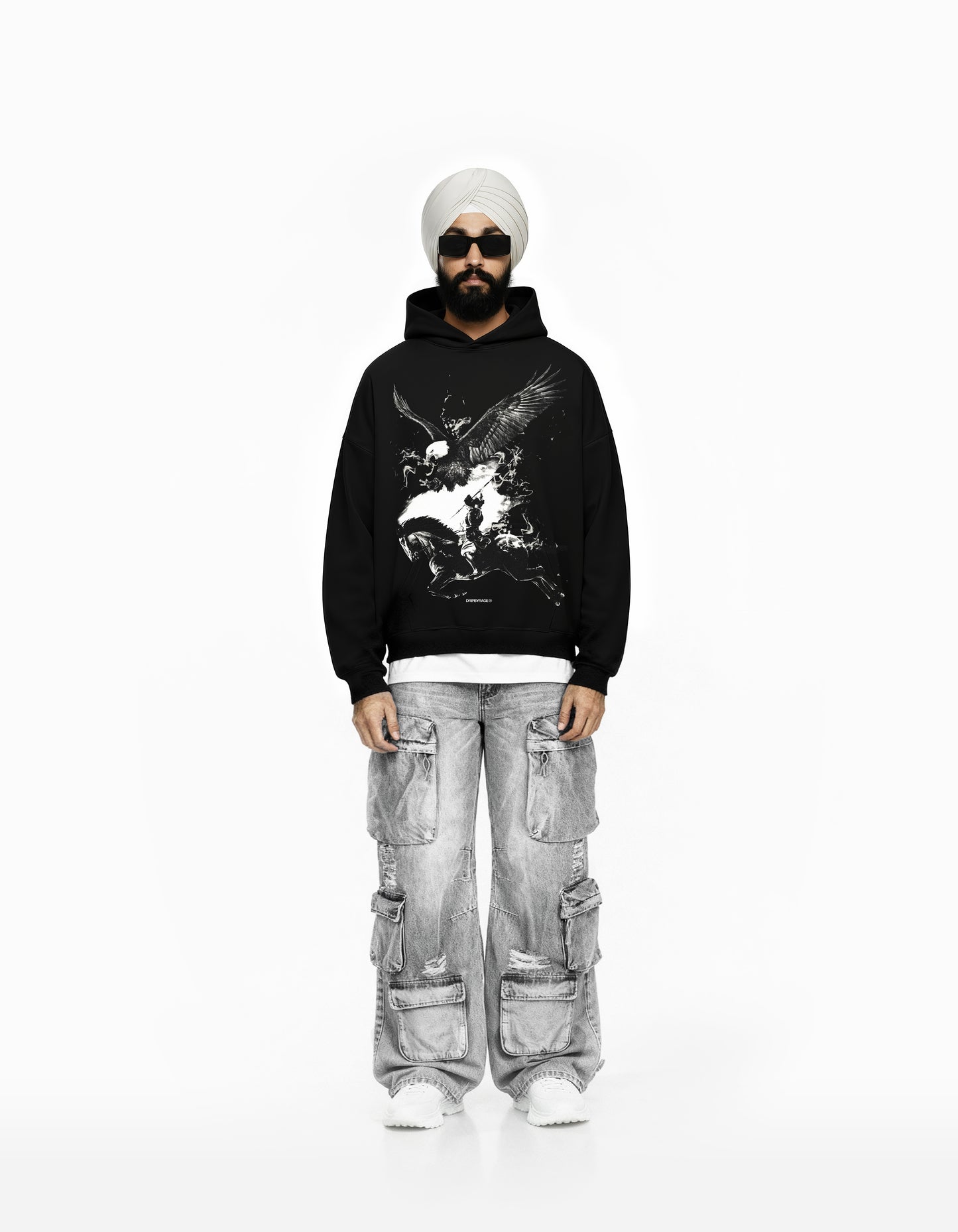 NO FEAR BLACK BIG PRINT BOXY HOODIE