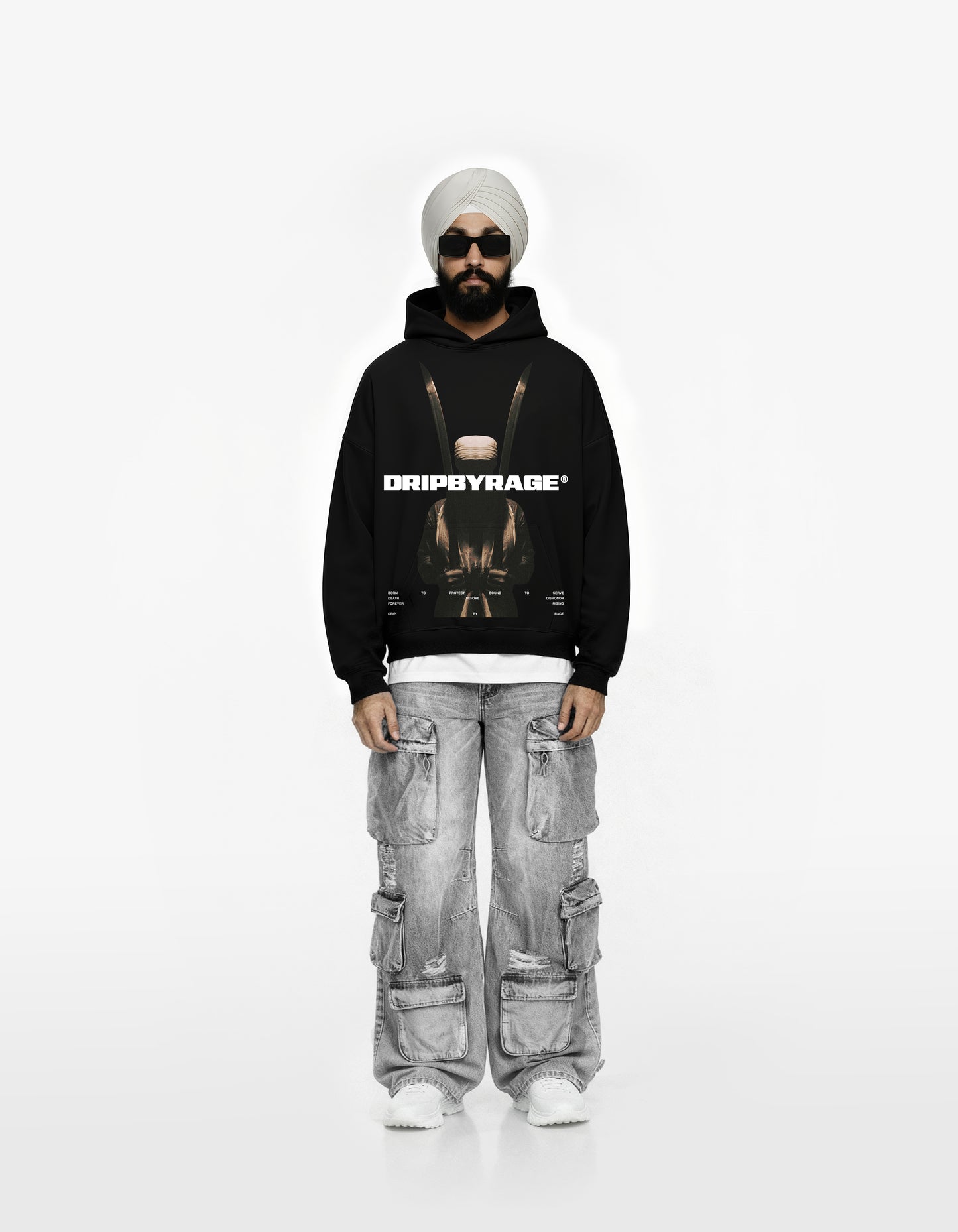 CONTEMPT BIG PRINT SUN FADED BOXY HOODIE