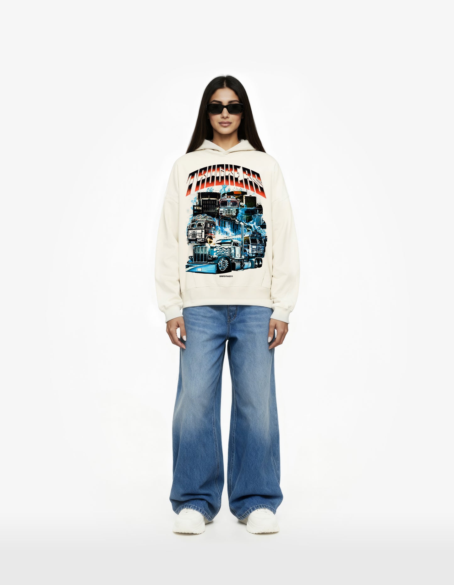 TRUCKERS BIG PRINT BOXY HOODIE