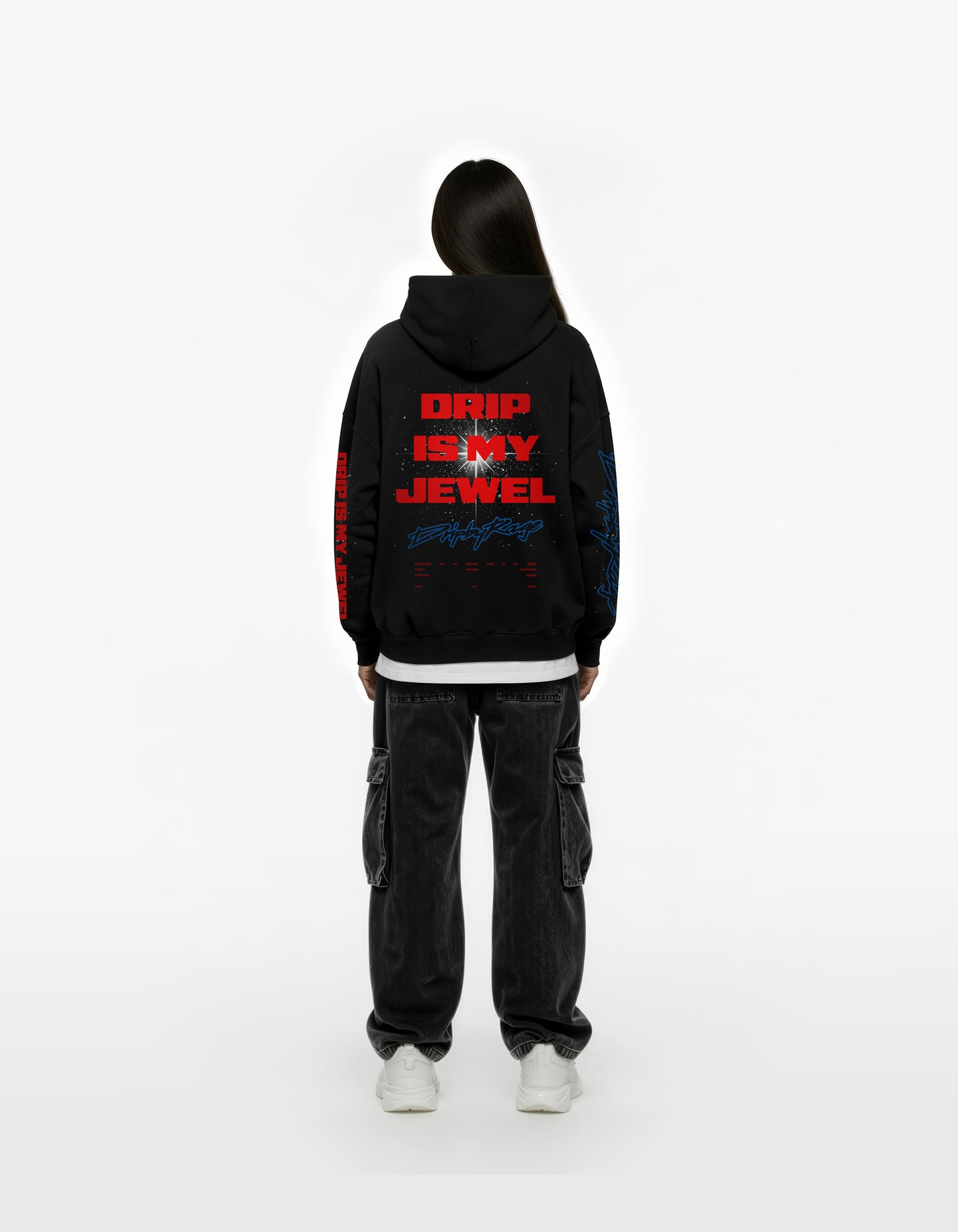 DRIP IS MY JEWEL BLUE BIG PRINT BOXY HOODIE