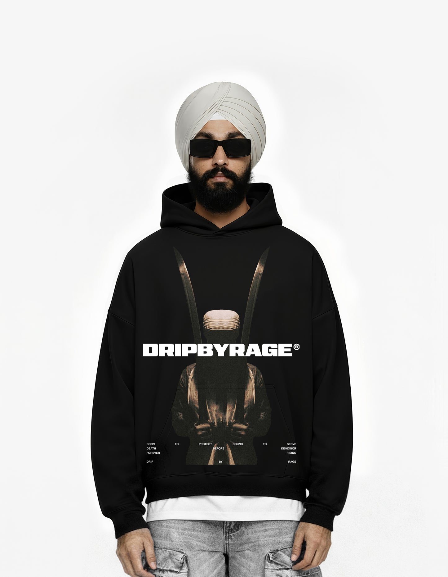 CONTEMPT BIG PRINT SUN FADED BOXY HOODIE