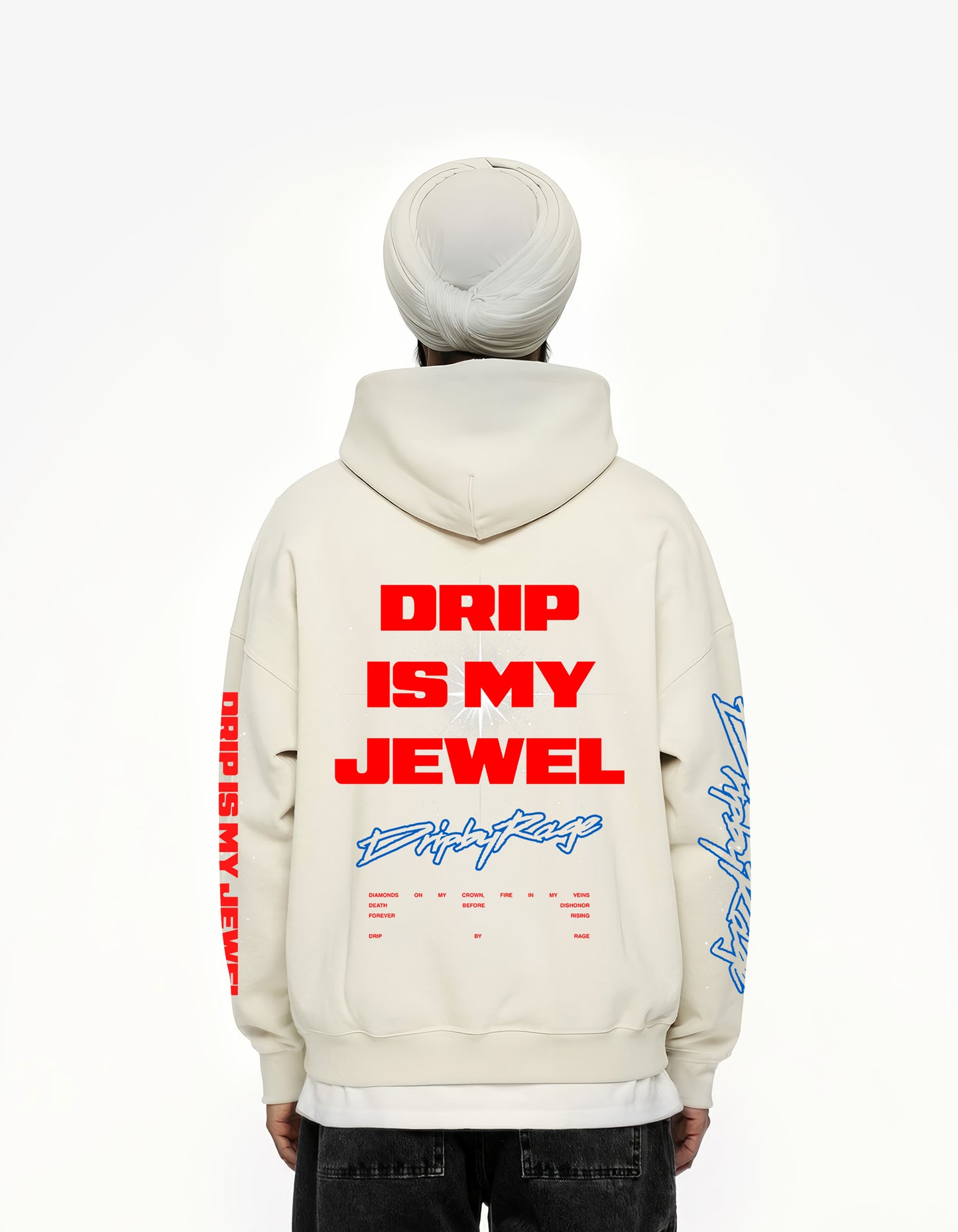 DRIP IS MY JEWEL BLUE BIG PRINT BOXY HOODIE