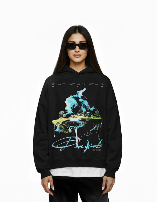 WATER OF PANJAB BIG PRINT BOXY HOODIE