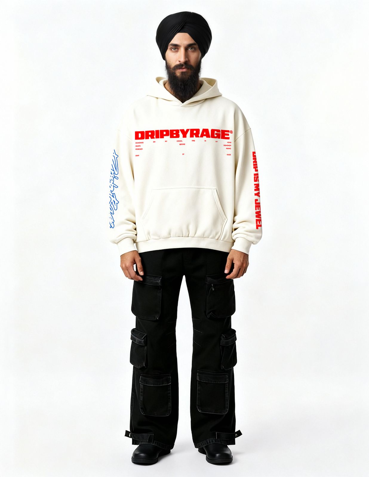 DRIP IS MY JEWEL BLUE BIG PRINT BOXY HOODIE