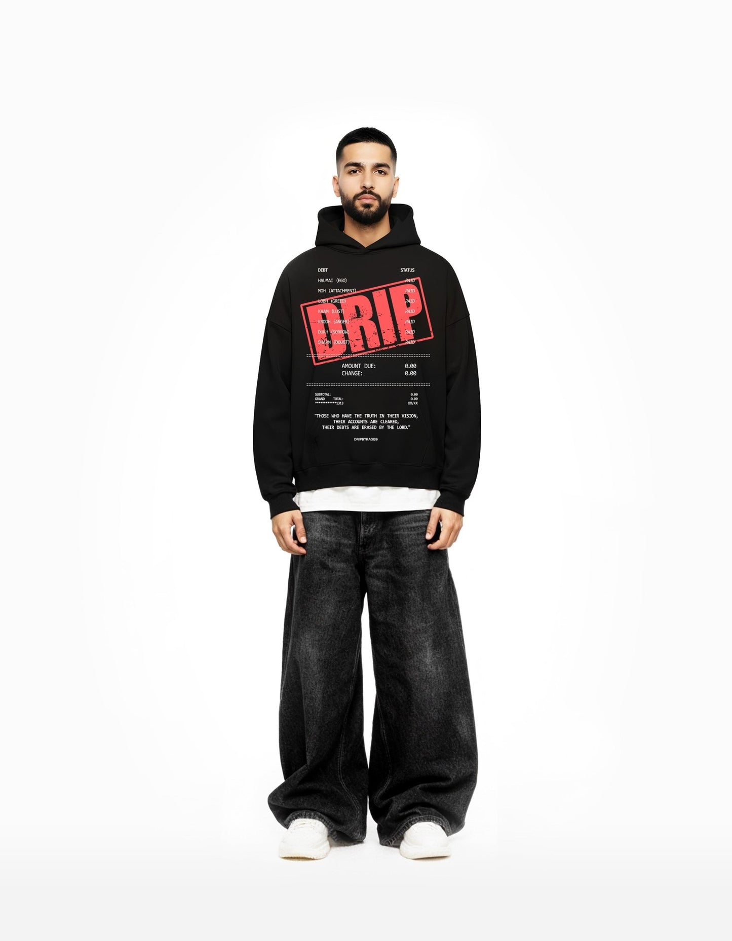 DEBTS SUN FADED BOXY HOODIE - Drip by Rage