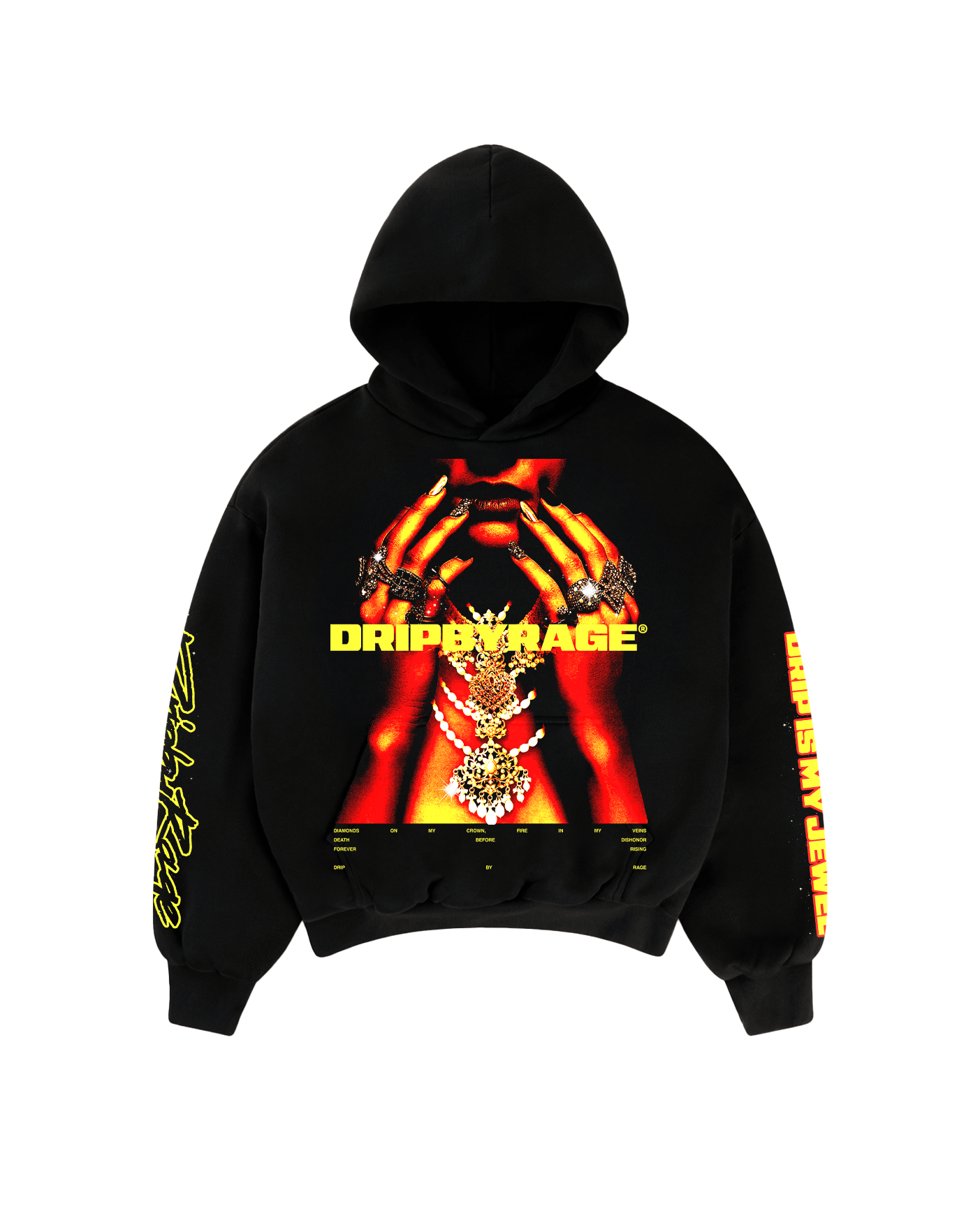 DRIP IS MY JEWEL BIG PRINT SUN FADED BOXY HOODIE – Drip by Rage