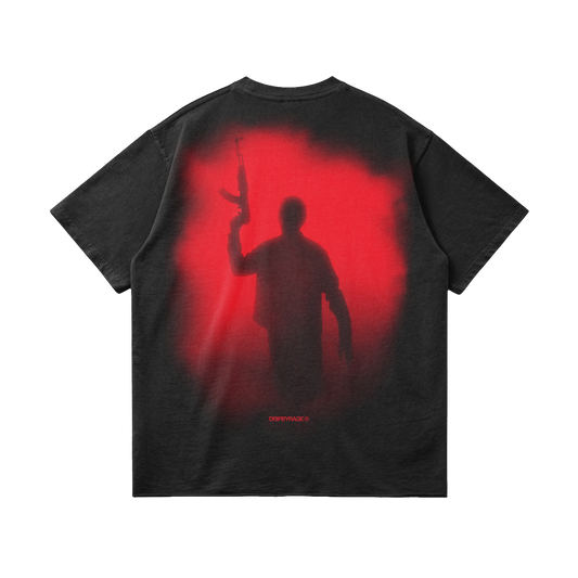 47 RED EDITION OVERSIZED FADED T-SHIRT BLACK