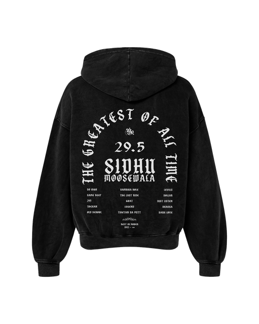THE GOAT OVERSIZED FADED HOODIE BLACK