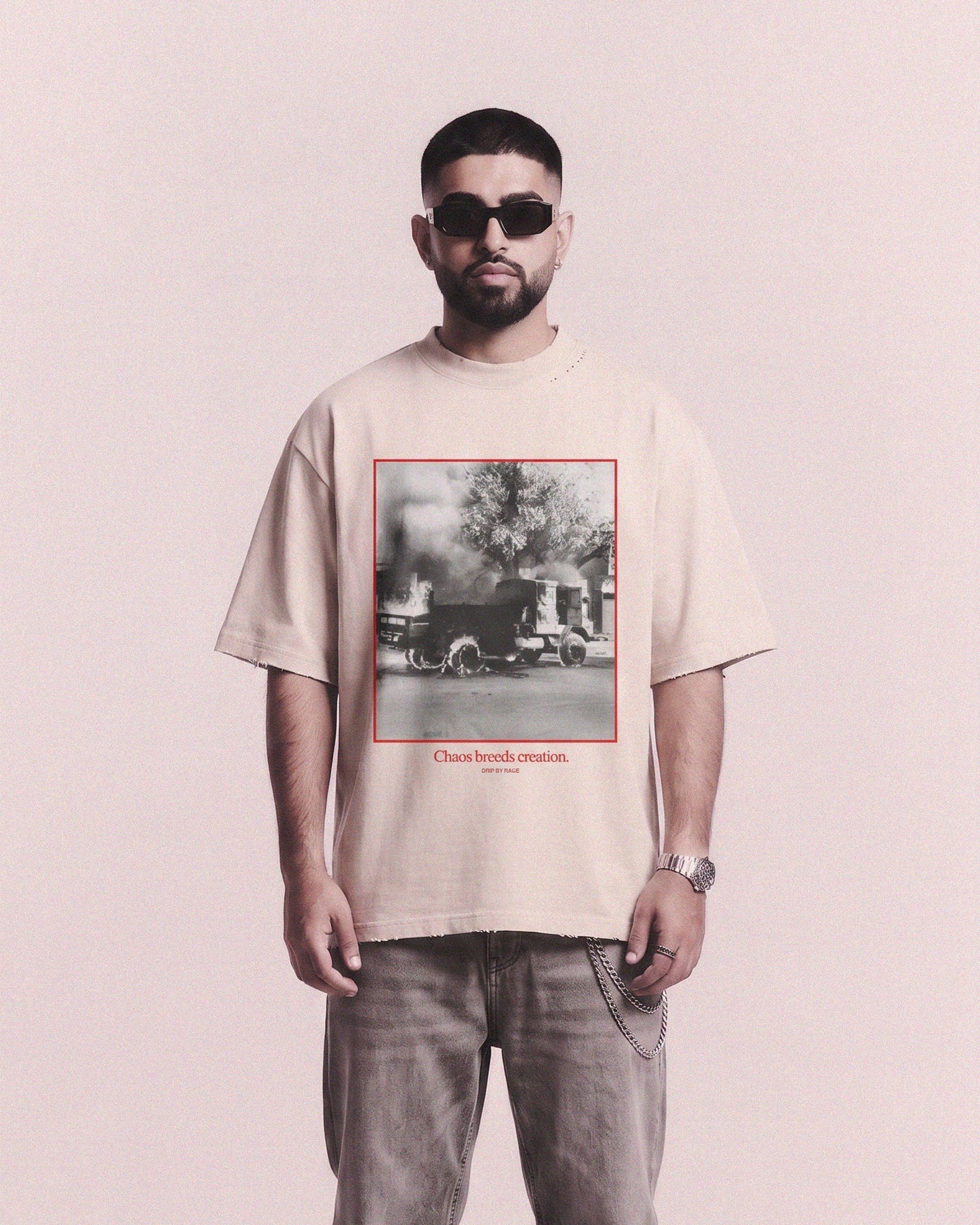CHAOS OVERSIZED DISTRESSED T-SHIRT Drip by Rage