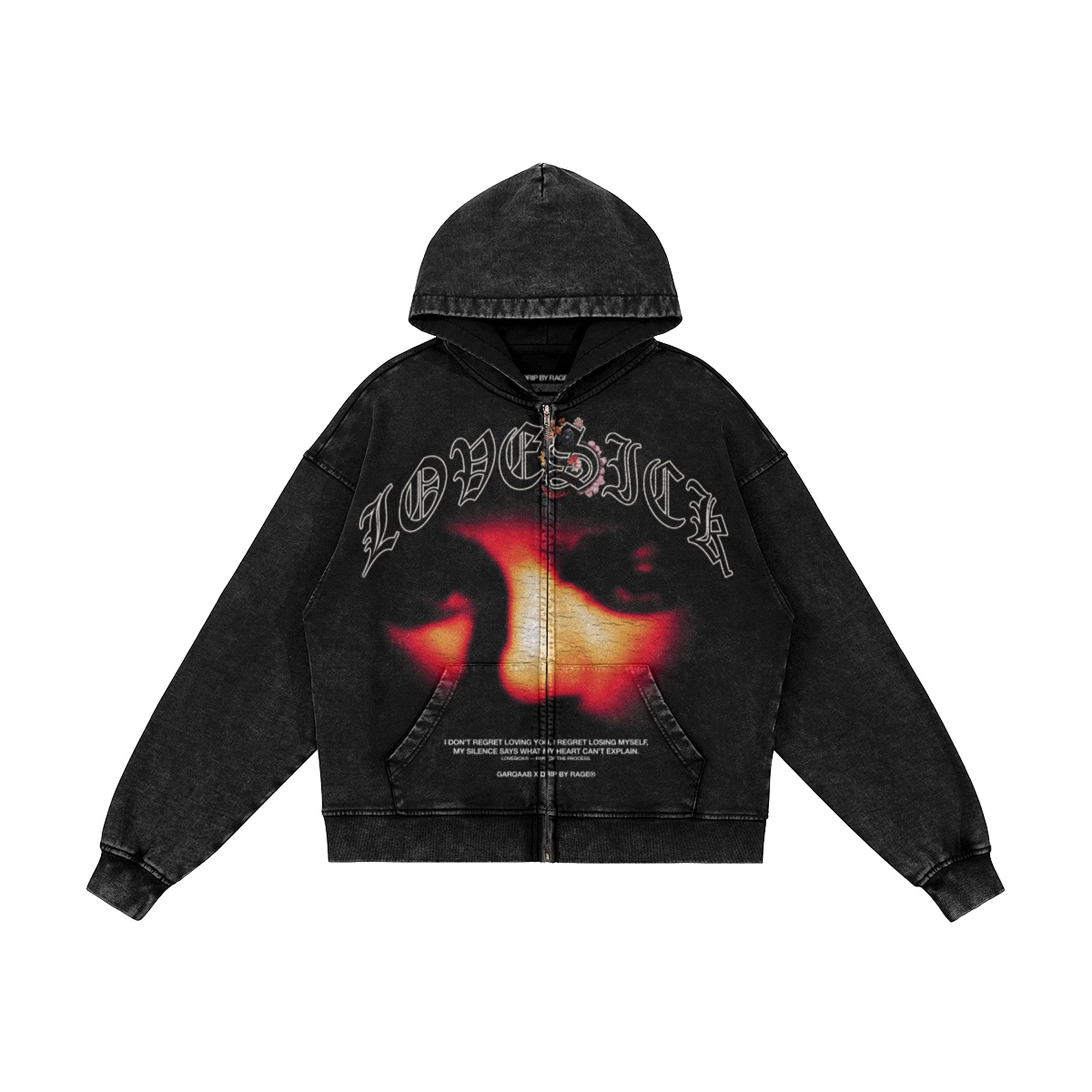 LOVESICK ZIP-UP FADED HOODIE – Drip by Rage